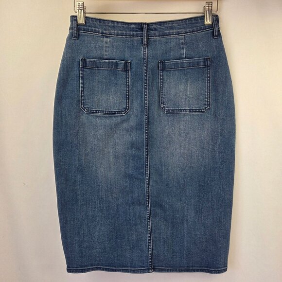 Haute Hippie Tribe Button-Front Denim Pencil Skirt Size 2 LIght Wash - Picture 2 of 13